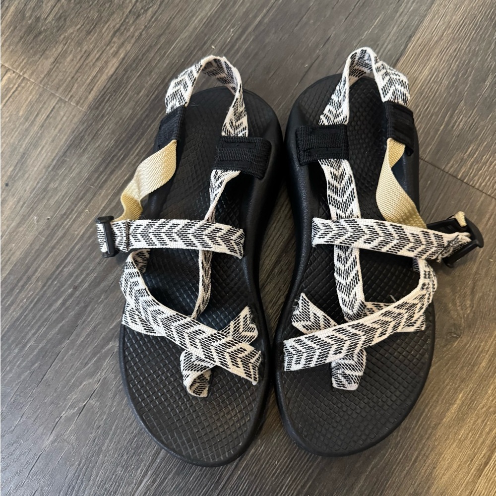 Chaco Cream and Black Outdoor Sandals